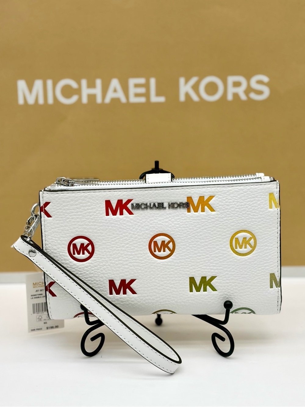 Michael Kors Jet Set Travel LG
Double Zip Wallet MK Optic
White Multi